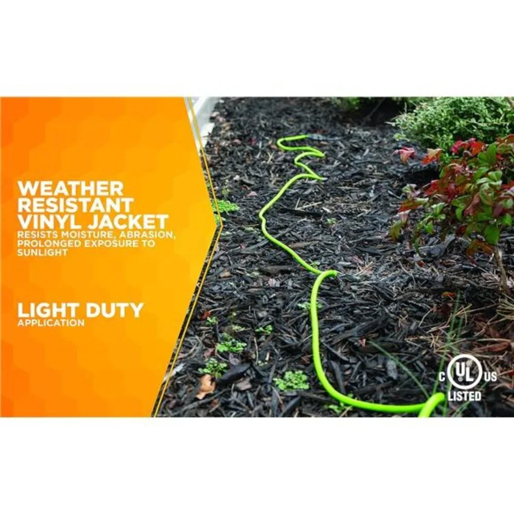 Outdoor Extension Cord, 120 Foot Light Duty, Water Resistant, Flexible, 16 Gauge